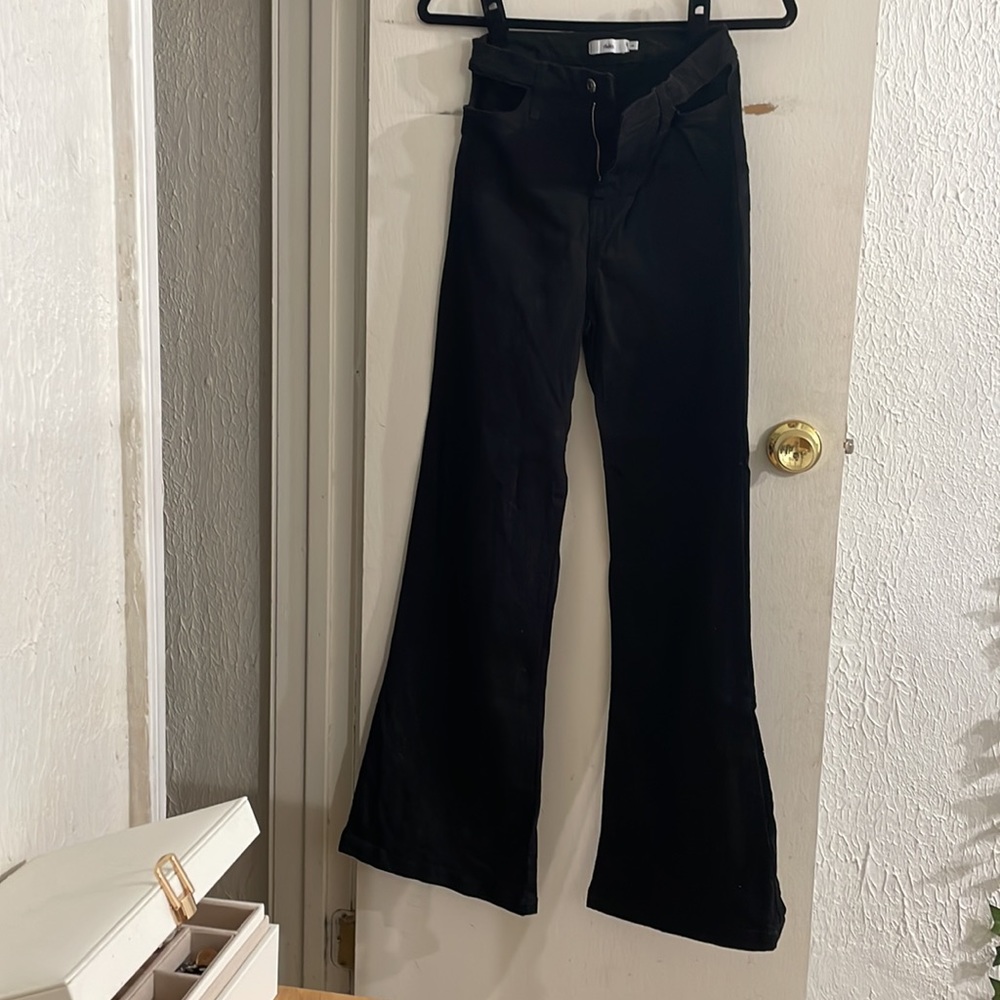 Adika Cutout High Waisted Black Flare Jeans